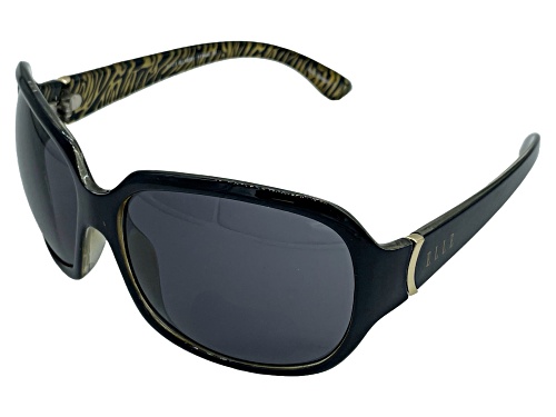 ELLE 18051 Black and Gold Square Frame / Gray Gradient Lenses Sunglasses