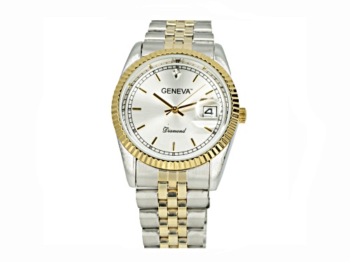 Geneva Men's Two Tone White Dial Wrist Watch