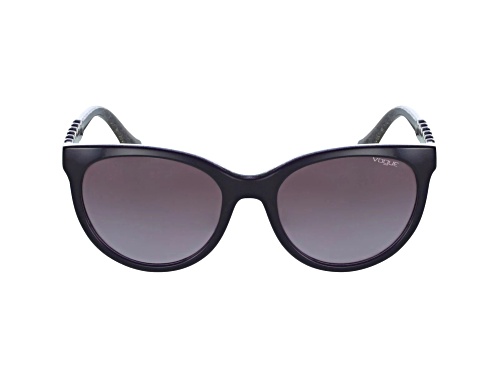 Vogue Women's Black Glitter Cat Eye Frame / Purple Gray Lenses Sunglasses