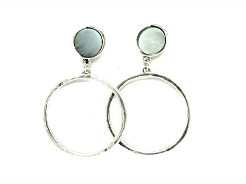 the sak Silver Tone Studded Black Mop and Circle Earrings