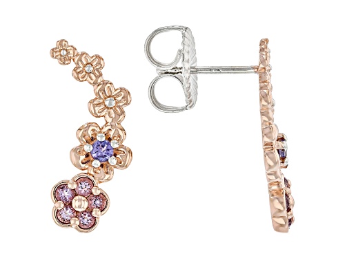 0.45ctw Amethyst And Tanzanite 18K Rose Gold Over Palladium Sterling Silver Earrings