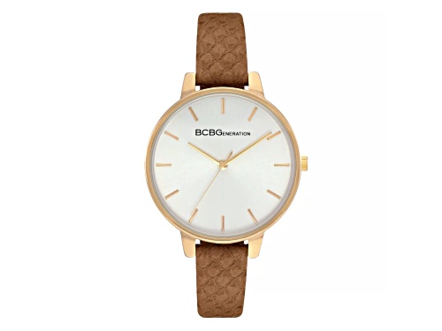 Women's BCBGeneration Gold Tone Beige Leather Band Watch