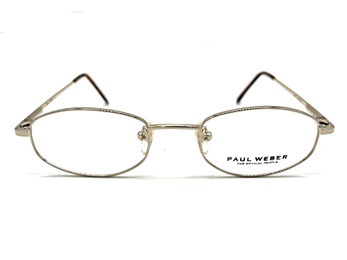 Paul Weber Gold Tone Rectangular Frame / Clear Demo Lenses Eyeglasses
