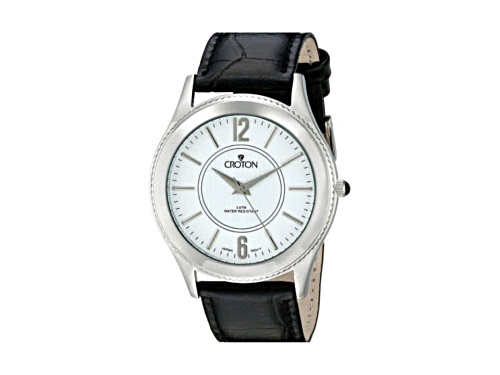 CROTON CN207502BSDW Women's Stainless Steel "Heritage" Silver Tone Watch with Leather Strap