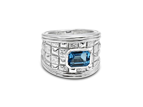 Judith Ripka 1.94ct Octagonal Swiss Blue Topaz Rhodium Over Sterling Silver Ring - Size 6