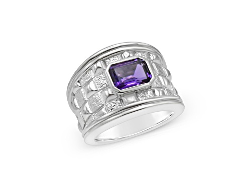 Judith Ripka 1.44ctw Octagonal Amethyst Rhodium Over Sterling Silver Ring - Size 5