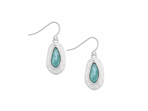 the sak Silver Tone Crystal Aqua Inset Drop Earrings