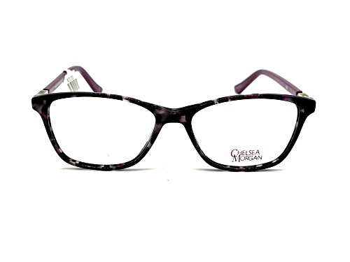 Chelsea Morgan Purple Tortoise Cat Eye Frame / Clear Demo Lenses Eyeglasses