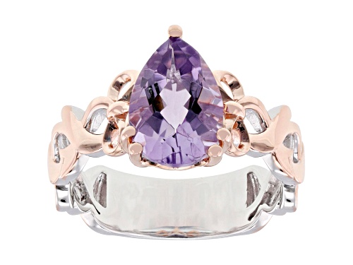 2.75ct Lavender Amethyst Rhodium & 18K Rose Gold Over Palladium Sterling Silver Ring - Size 10