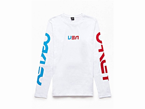 Oakley Men's White USA Star Long Sleeve Crew Neck Shirt in Size XL