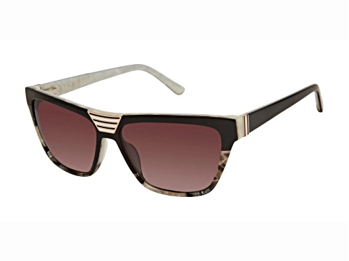 L.A.M.B. by Gwen Stefani Rectangle Black Marble Frame / Brown Lenses Sunglasses