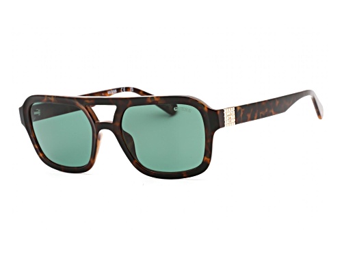 Guess Blonde Havana Square Frame / Green Lenses Sunglasses