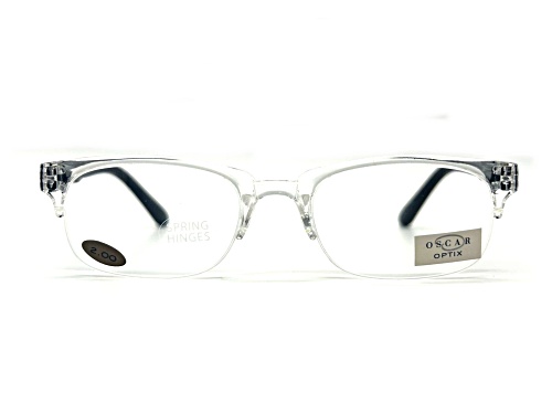 OSCAR Optix by OSCAR de la Renta Shiny Crystal Clear Rectangular Eyeglasses Readers +2.00
