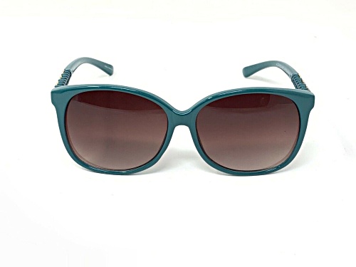 Adrienne Vittadani Green Teal Round Frame / Pink Brown Lenses Sunglasses