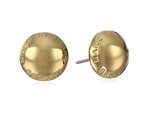 Marc Jacobs Gold Tone Round Ball Stud Earrings