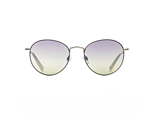 Elton John GALAXY 1 Round Silver Bullet Frame / Polarized Purple to Green Lenses Sunglasses