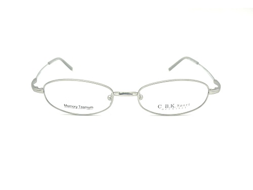 Caroline B.K. Silver Tone Oval Eyeglasses Frame/Clear Lens w/ Magnetic Gray Sunglass Attachment