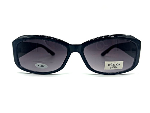 OSCAR Optix by OSCAR de la RENTA Women's Black Oval Frame / Black Lenses Sunglasses Readers +1.00