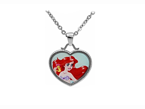 Disney Little Mermaid Ariel "Make A Splash" Heart Silver Tone Necklace - Size 18