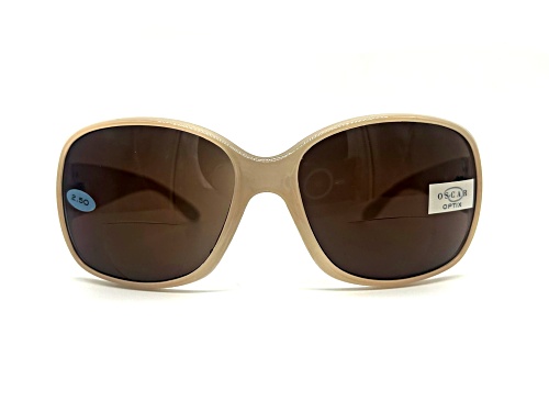 OSCAR Optix by OSCAR de la Renta Blush Square Frame / Brown Sunglasses Readers +2.50