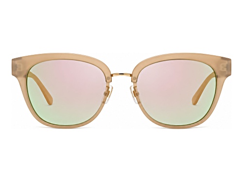 BCBG Cloudy Neutral Beige Cat Eye Frame / Gray Mirrored Lenses Sunglasses