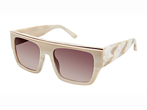 L.A.M.B. by Gwen Stefani Square Tan Frame / Brown Lenses Sunglasses