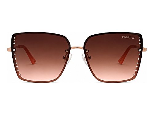 BEBE Rose Gold Square Frame / Brown Gradient Lenses Sunglasses