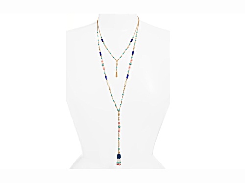 Rebecca Minkoff Gold Tone Luna Double Strand Necklace - Size 24