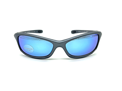 Dunlop DU163 Matte Gray Wrap Around Frame / Blue Mirrored CAT 3 Lenses Sunglasses