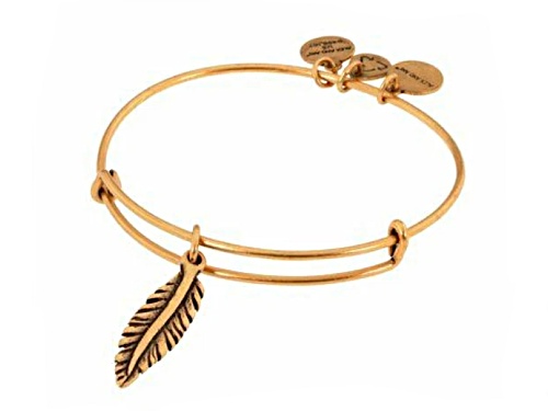 Alex and Ani Small Feather EWB Rafaelian Gold Bracelet - Size 7
