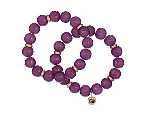 the sak Set of 2 Purple Bead Bracelet - Size 7