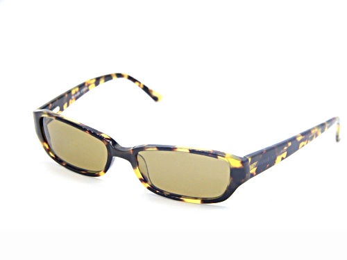 Adrienne Vittadani Yellow Tortoise Rectangular Frame / Brown Lenses Sunglasses