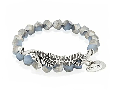 Alex and Ani Seahorses Wrap Navy Rafaellian Silver Bracelet - Size 7