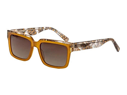 Elton John HONKY CAT Square Tobacco Feather Frame / Brown Gradient Lenses Sunglasses