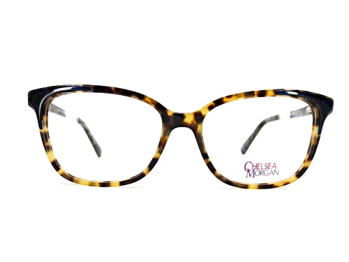 Chelsea Morgan 20216 Tortoise and Blue Cat Eye Frame / Clear Demo Lenses Eyeglasses