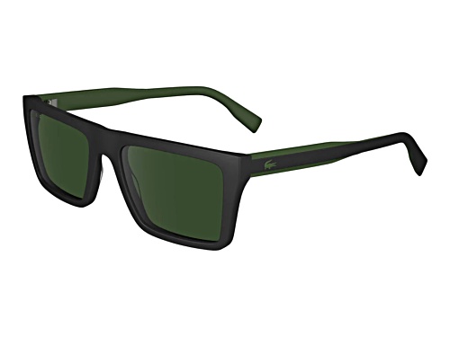 Lascoste Men's Matte Black Rectangular Frame / Green Lenses Sunglasses