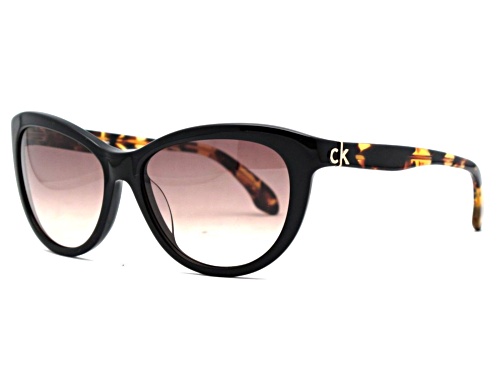 Calvin Klein Black Tortoise/Brown Gradient Cat Eye Sunglasses