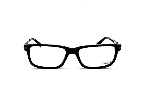 Skaga Men's Black with Metal Accent Rectangular Frame / Clear Demo Lenses