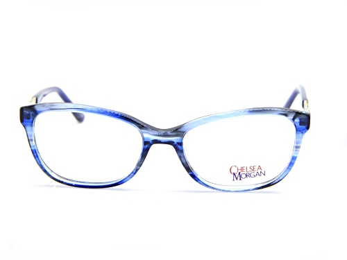 Chelsea Morgan 8004 Blue Cat Eye Frame / Clear Demo Lenses Eyeglasses
