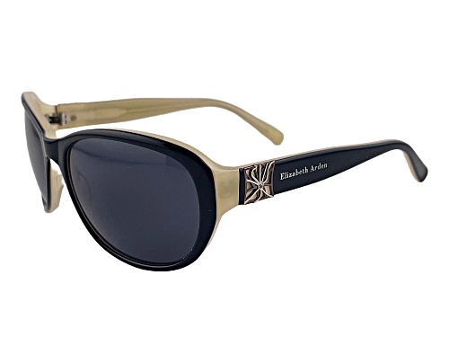 Elizabeth Arden Women's EA 5164 5 Black Beige Oval Frame / Gray Lenses Sunglasses
