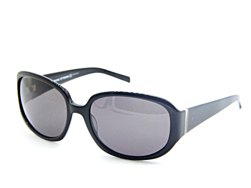 Adrienne Vittadani Black Oval Frame / Gray Lenses Sunglasses