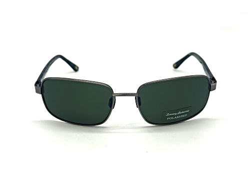 Tommy Bahama Matte Silver Tone Rectangular Frame / Green Polarized Lenses Sunglasses