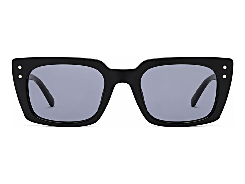 BCBG Shiny Black Rectangular Frame / Gray Lenses Sunglasses