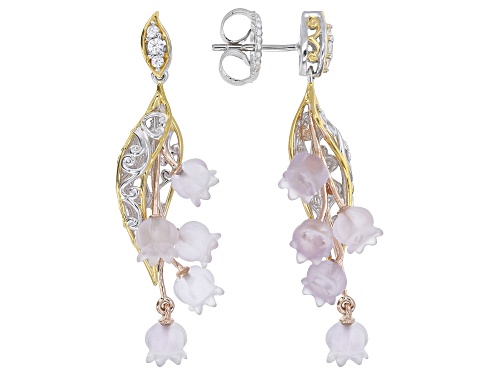 9.48ctw Amethyst and White Zircon Rhod/18K/24K Gold Over Palladium Sterling Silver Earrings