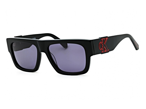 Calvin Klein Men's Black and White Rectangular Frame / Gray Green Lenses Sunglasses