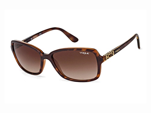 Vogue Women's Brown Tortoise Rectangular Frame / Brown Lenses Sunglasses