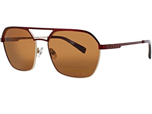 Elton John SHADE 3 Aviator Burgundy Frame / Brown Lenses Sunglasses