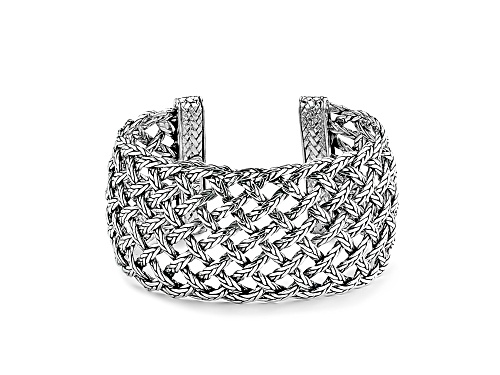 Silver Treasures by Samuel B. Sterling Silver Braided and Woven Design Bangle Bracelet - Size 6.75