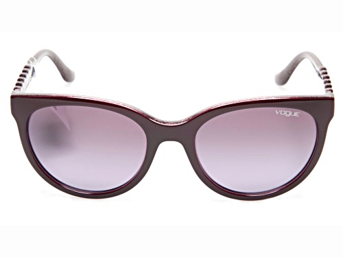 Vogue Women's Bordeaux Glitter Round Frame / Pink Brown Lenses Sunglasses