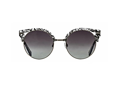 Elton John DUCKTAIL Cat Eye Black Lace Frame / Gray Polarized Lenses Sunglasses